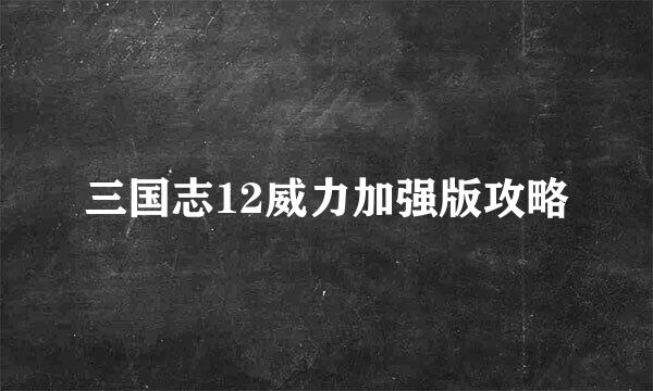 三国志12威力加强版攻略