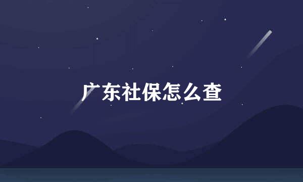 广东社保怎么查