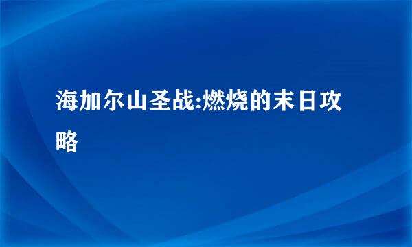 海加尔山圣战:燃烧的末日攻略