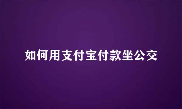 如何用支付宝付款坐公交