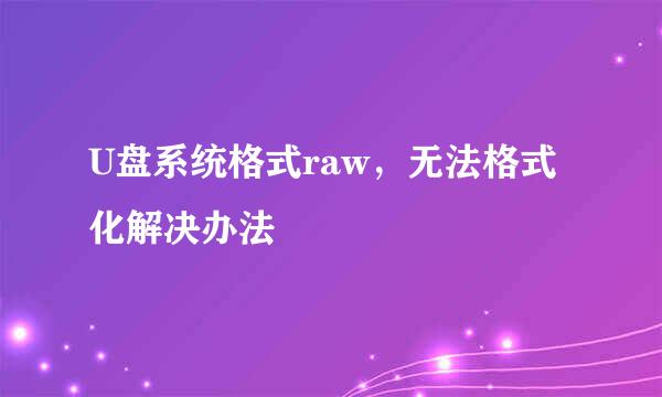 U盘系统格式raw，无法格式化解决办法