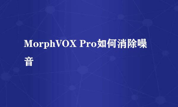 MorphVOX Pro如何消除噪音