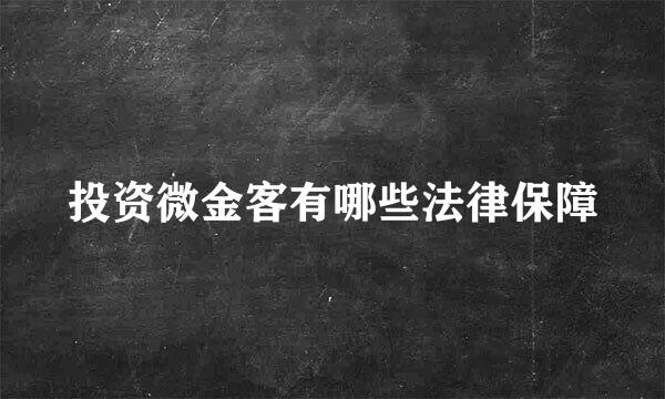 投资微金客有哪些法律保障