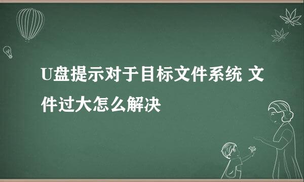 U盘提示对于目标文件系统 文件过大怎么解决