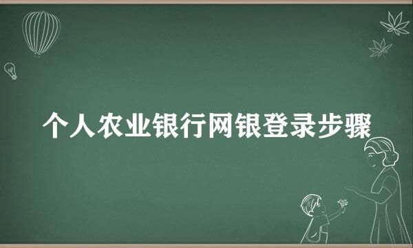 个人农业银行网银登录步骤