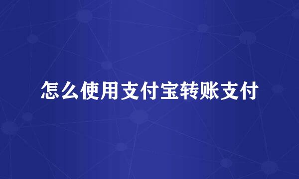 怎么使用支付宝转账支付