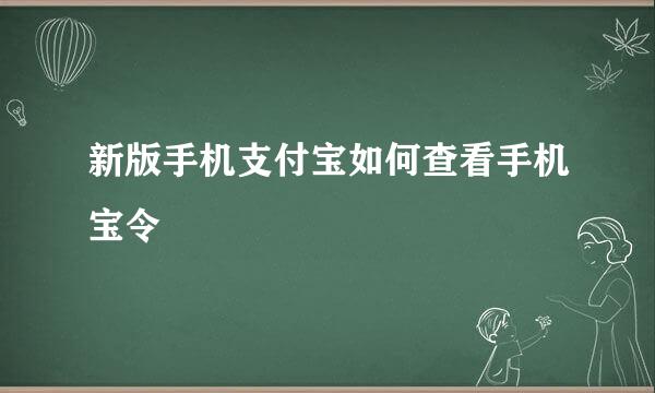 新版手机支付宝如何查看手机宝令