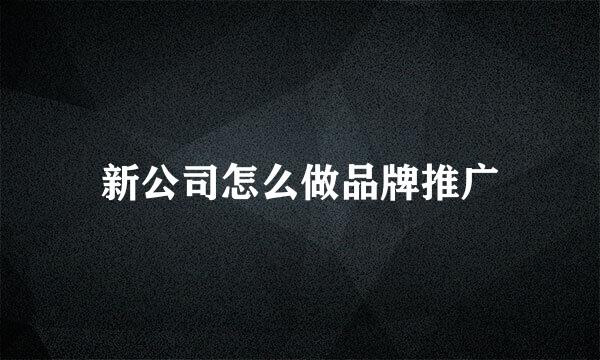 新公司怎么做品牌推广