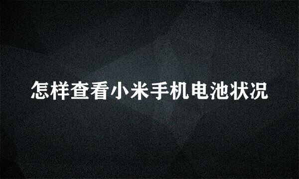 怎样查看小米手机电池状况