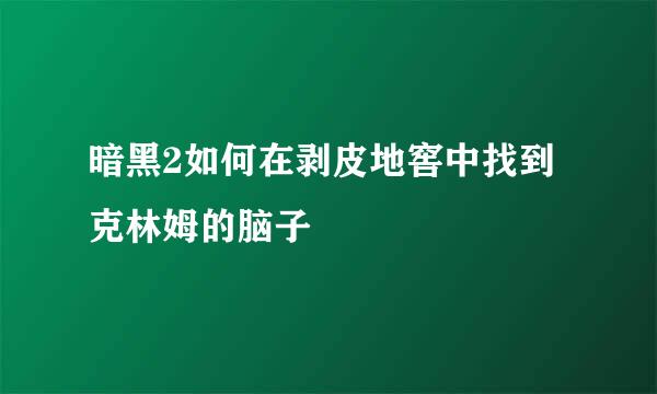 暗黑2如何在剥皮地窖中找到克林姆的脑子