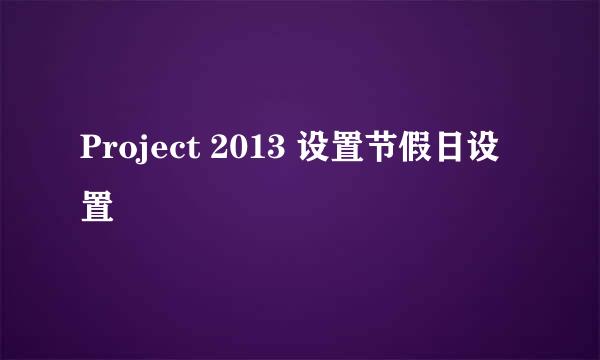 Project 2013 设置节假日设置