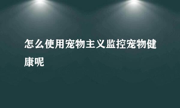 怎么使用宠物主义监控宠物健康呢