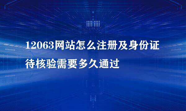 12063网站怎么注册及身份证待核验需要多久通过