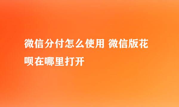 微信分付怎么使用 微信版花呗在哪里打开