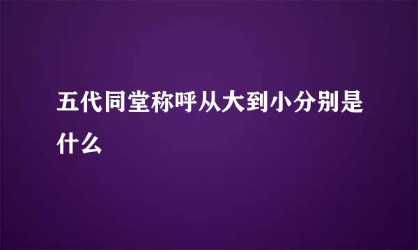 五代同堂称呼从大到小分别是什么