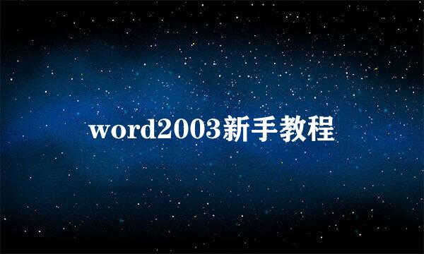 word2003新手教程