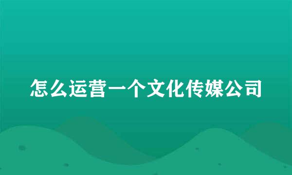 怎么运营一个文化传媒公司