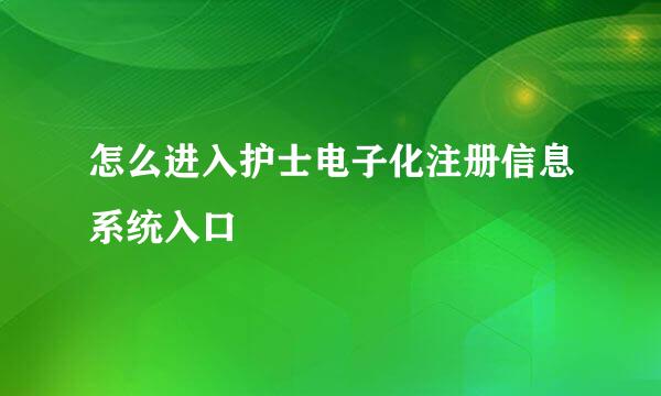 怎么进入护士电子化注册信息系统入口