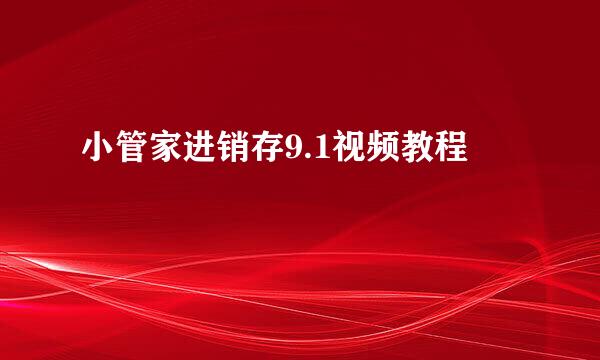 小管家进销存9.1视频教程