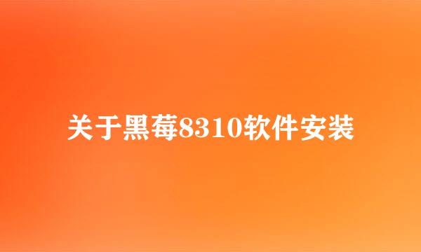 关于黑莓8310软件安装