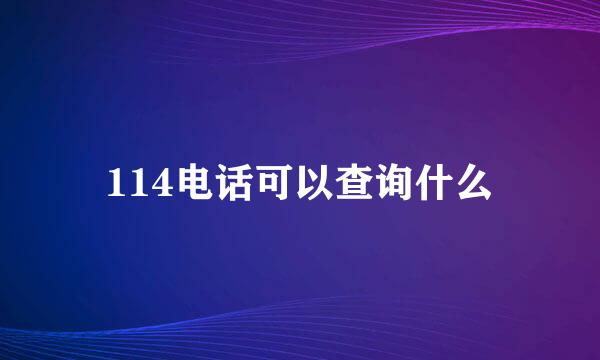 114电话可以查询什么