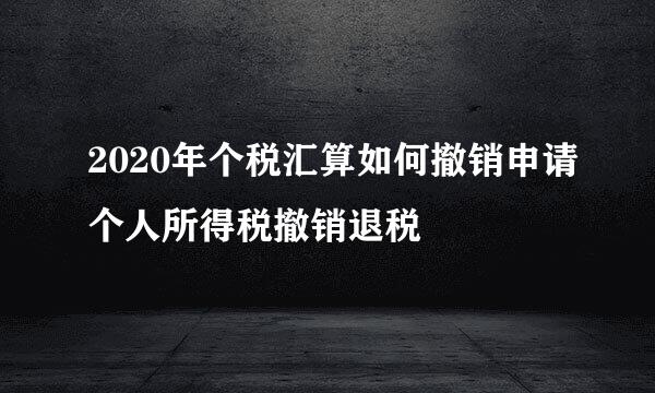 2020年个税汇算如何撤销申请个人所得税撤销退税