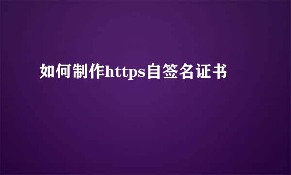 如何制作https自签名证书