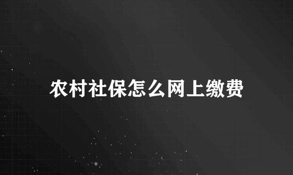 农村社保怎么网上缴费