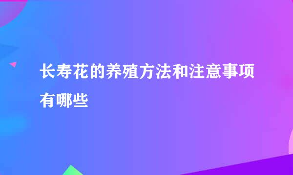 长寿花的养殖方法和注意事项有哪些