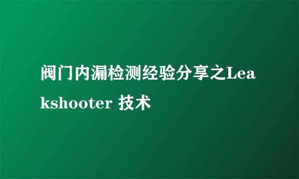 阀门内漏检测经验分享之Leakshooter 技术