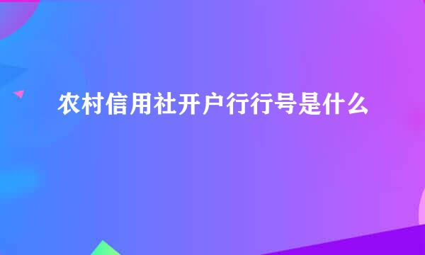 农村信用社开户行行号是什么