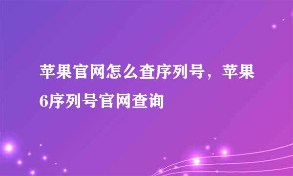 苹果官网怎么查序列号，苹果6序列号官网查询