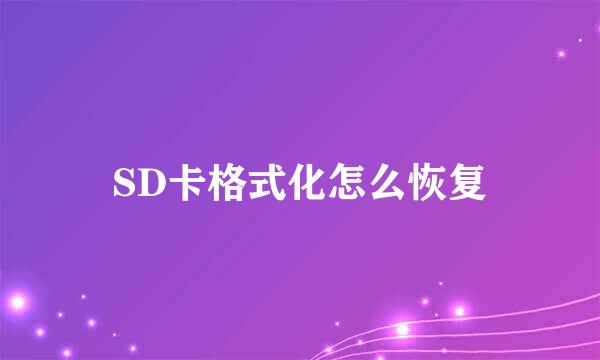 SD卡格式化怎么恢复