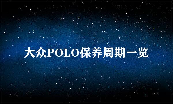 大众POLO保养周期一览