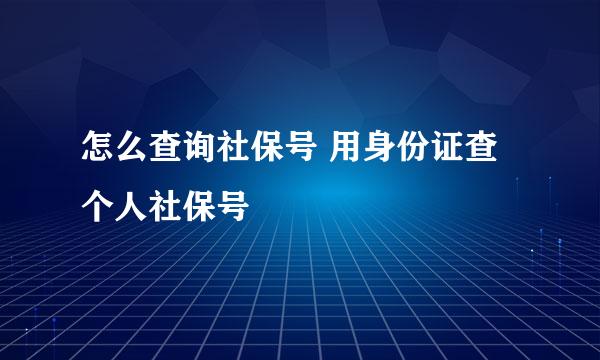 怎么查询社保号 用身份证查个人社保号