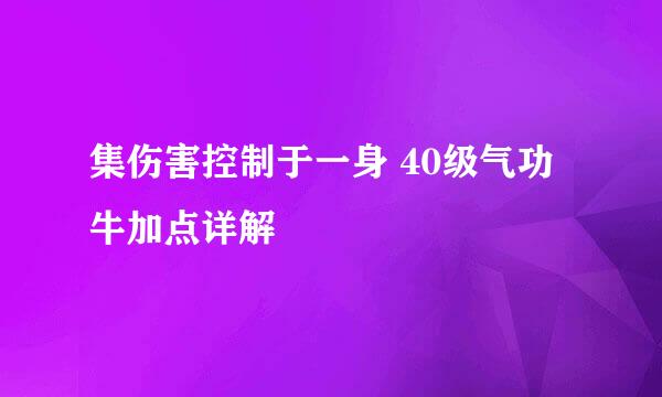 集伤害控制于一身 40级气功牛加点详解