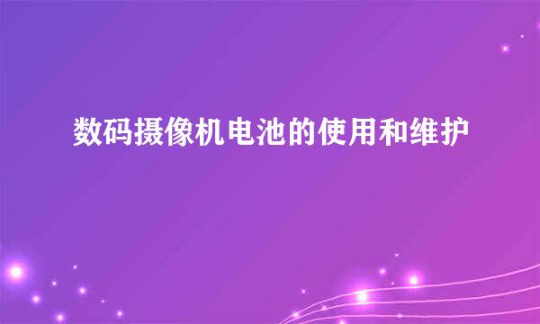 数码摄像机电池的使用和维护