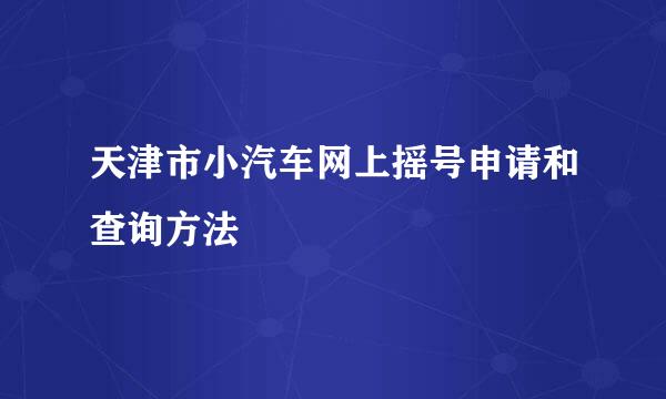 天津市小汽车网上摇号申请和查询方法