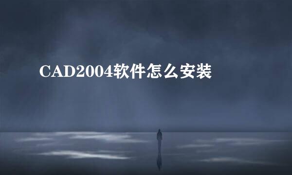 CAD2004软件怎么安装