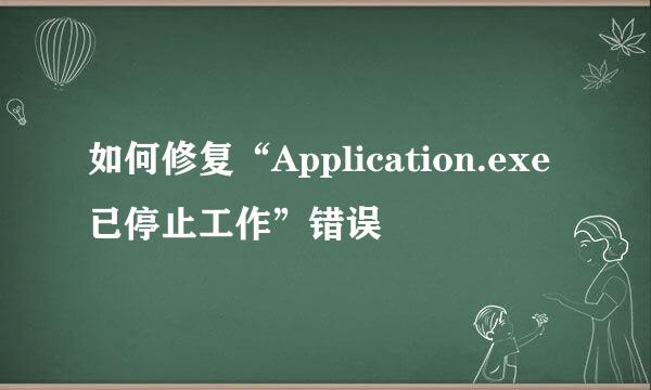 如何修复“Application.exe已停止工作”错误