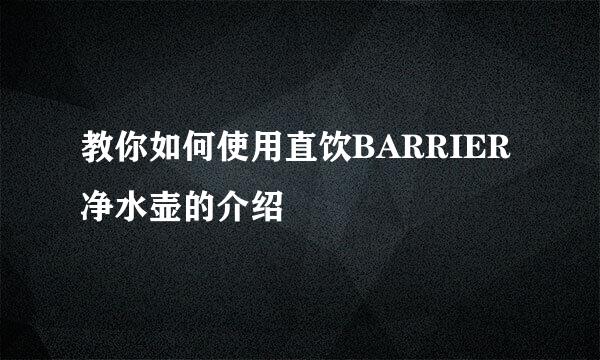 教你如何使用直饮BARRIER净水壶的介绍