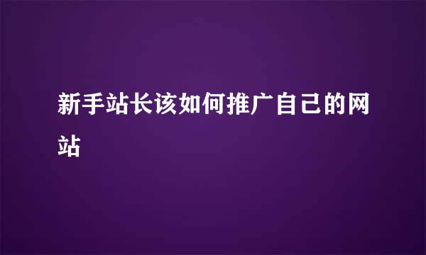 新手站长该如何推广自己的网站