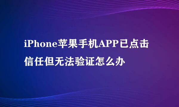 iPhone苹果手机APP已点击信任但无法验证怎么办