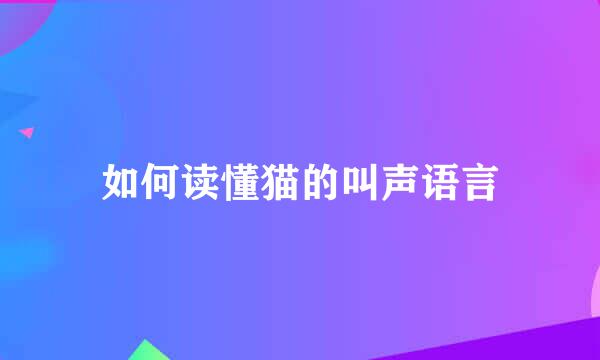 如何读懂猫的叫声语言