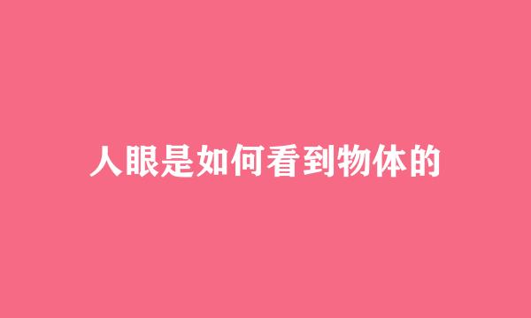 人眼是如何看到物体的