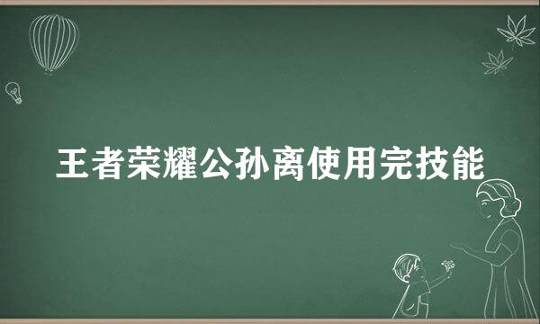 王者荣耀公孙离使用完技能