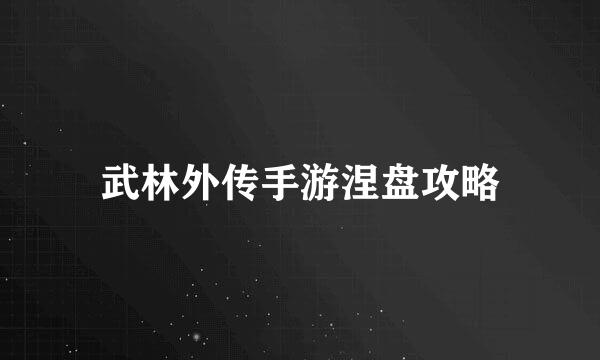 武林外传手游涅盘攻略