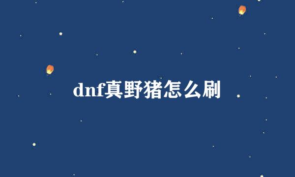 dnf真野猪怎么刷