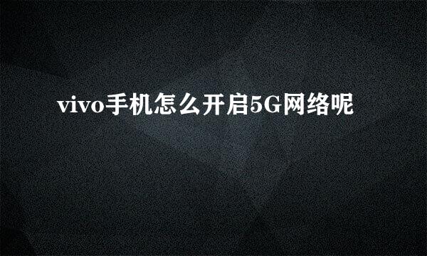 vivo手机怎么开启5G网络呢