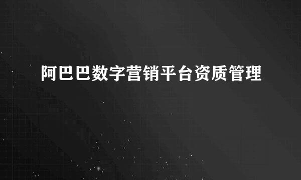 阿巴巴数字营销平台资质管理